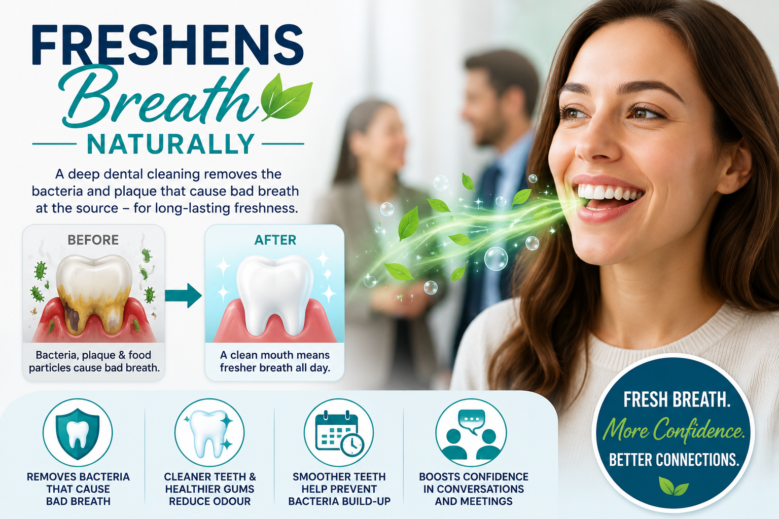 Fresh breath, naturally! Clean smile benefits
