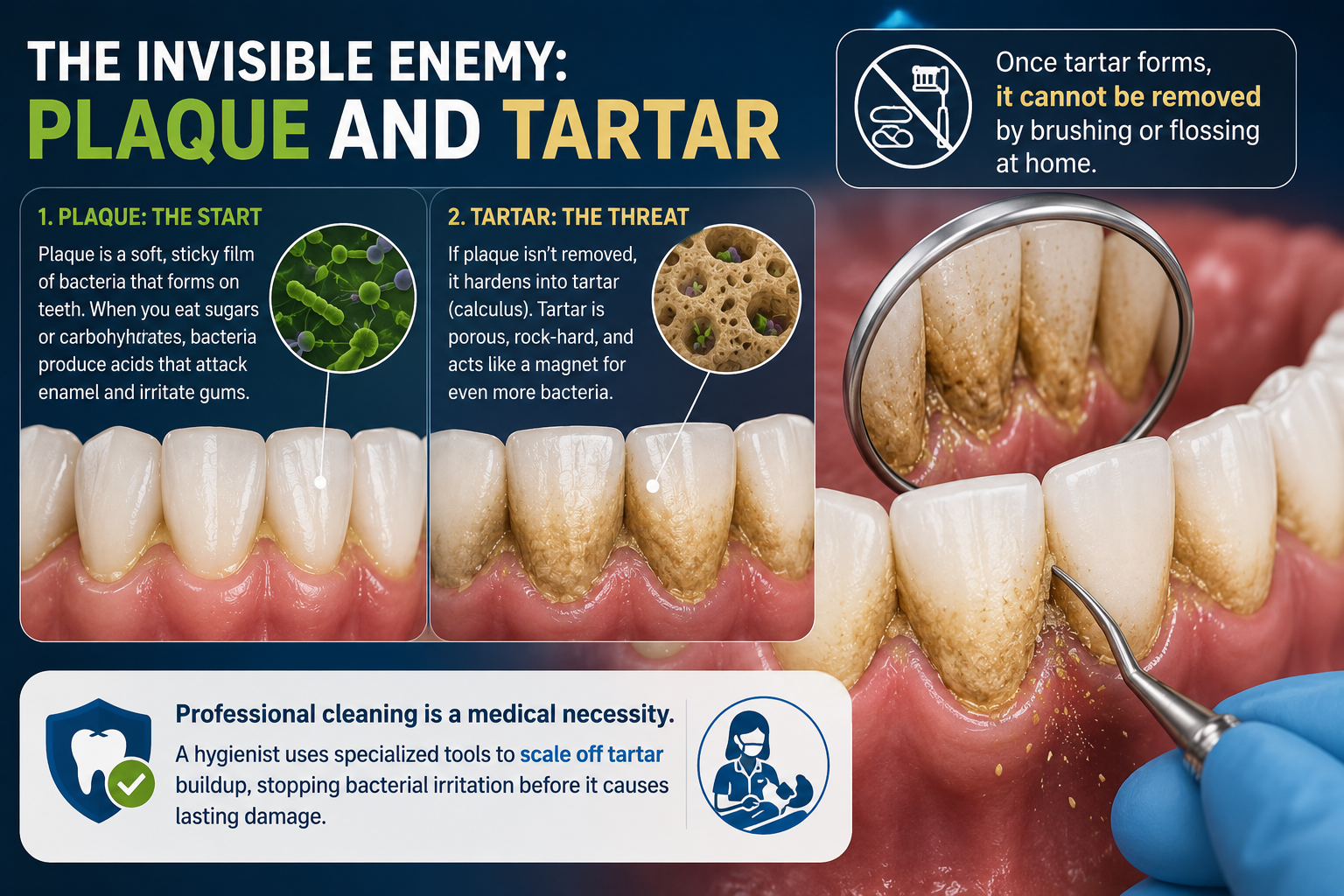 Plaque and tartar explained visually