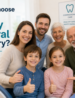 Smiling family at the dental clinic