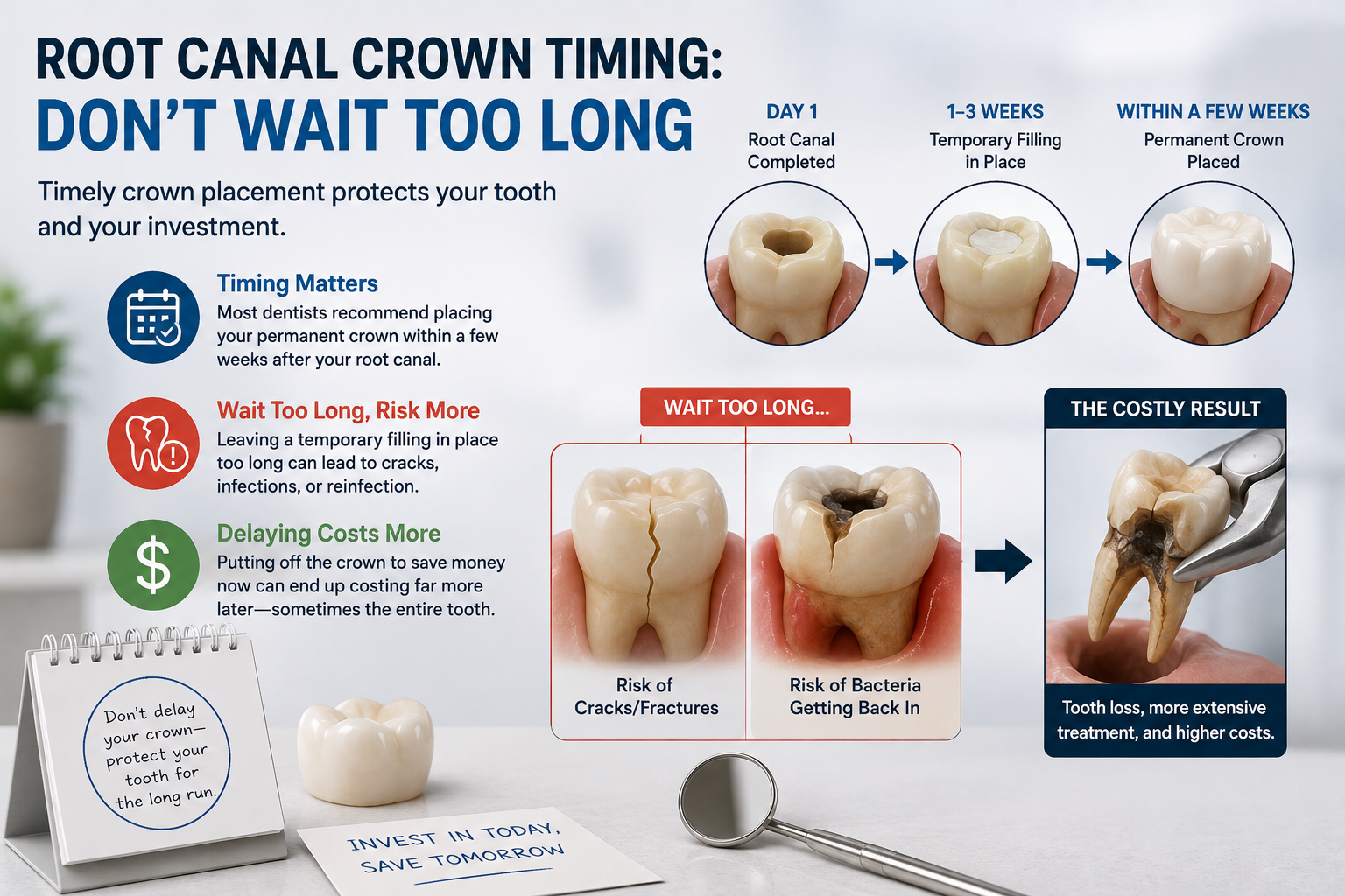 Root Canal Crown Timing Infographic